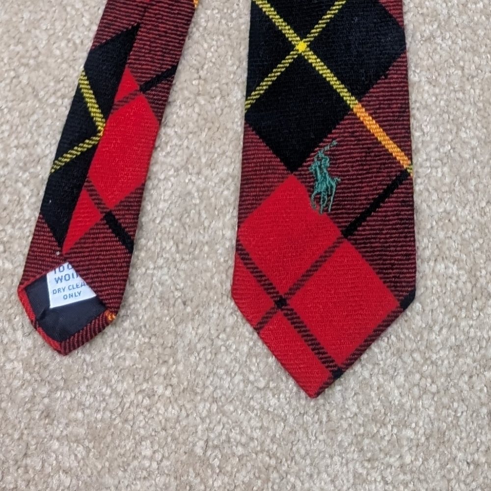 Ralph Lauren Blue Label Red and Black Plaid Tie